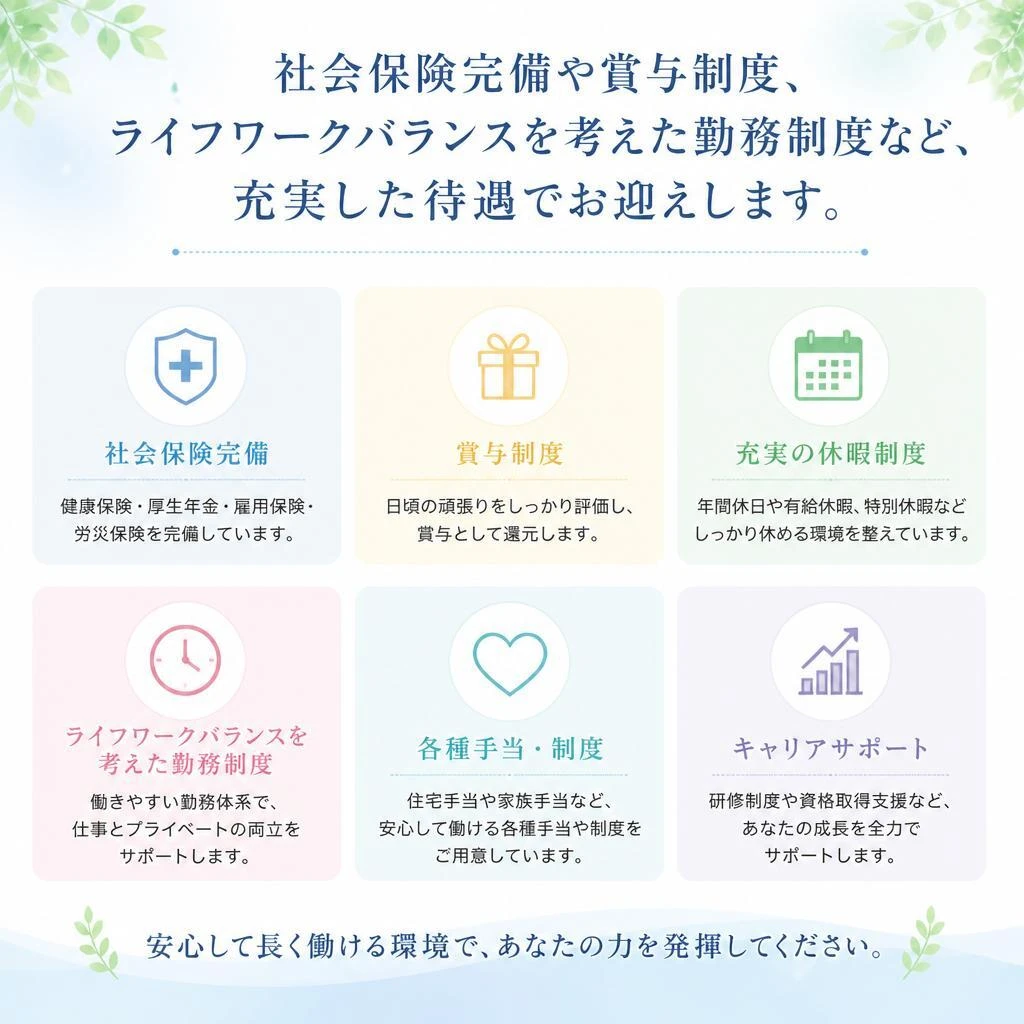 充実した福利厚生と働きやすい環境