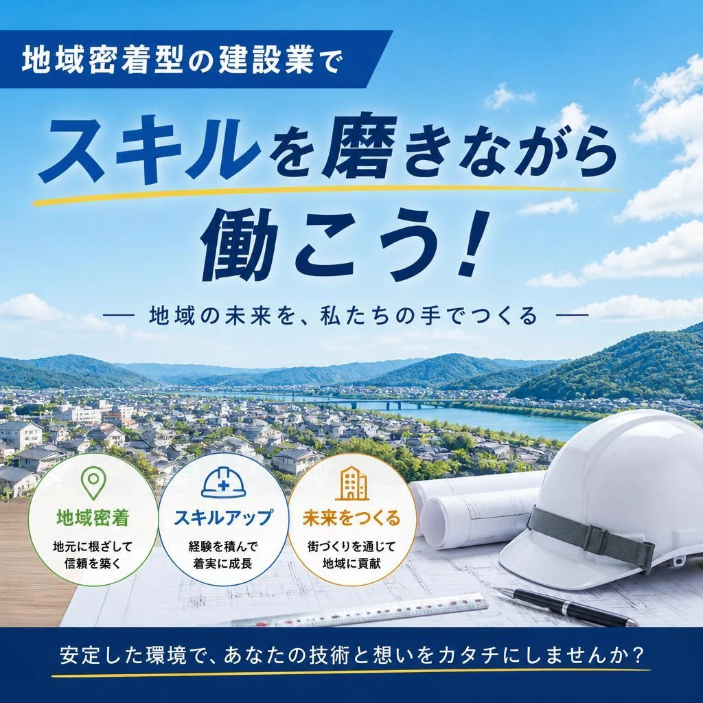 地域密着型の建設業でスキルを磨きながら働こう！