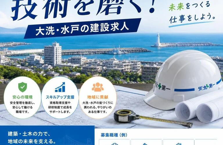 安心して働ける環境で技術を磨く！大洗・水戸の建設求人