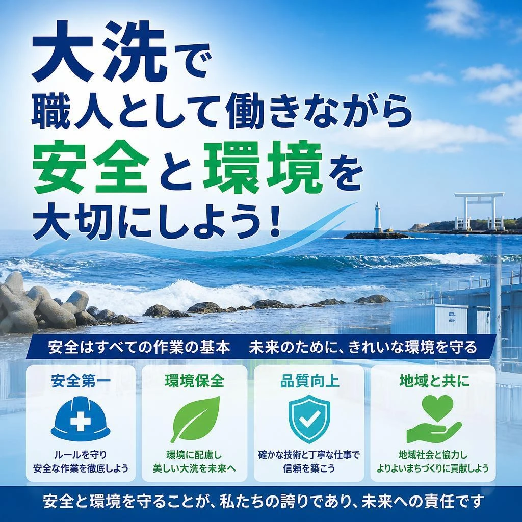 大洗で職人として働きながら安全と環境を大切にしよう！