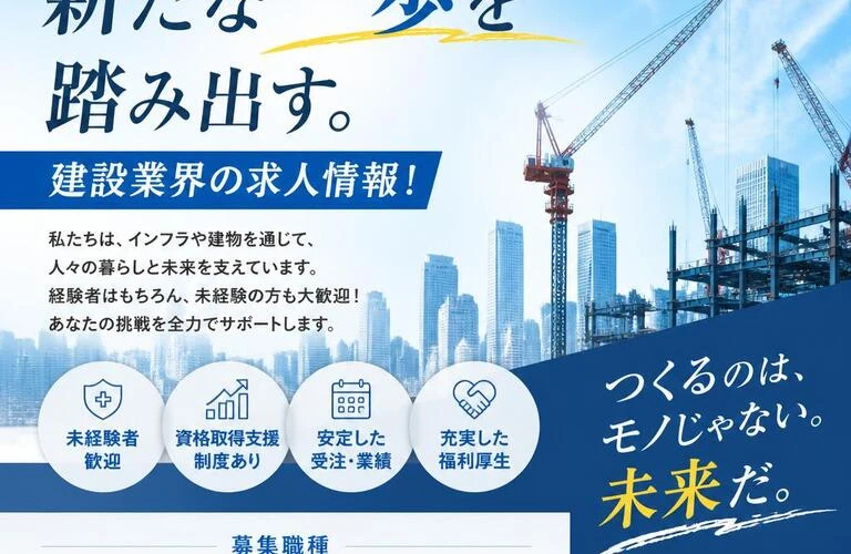 新たな一歩を踏み出す建設業界の求人情報！