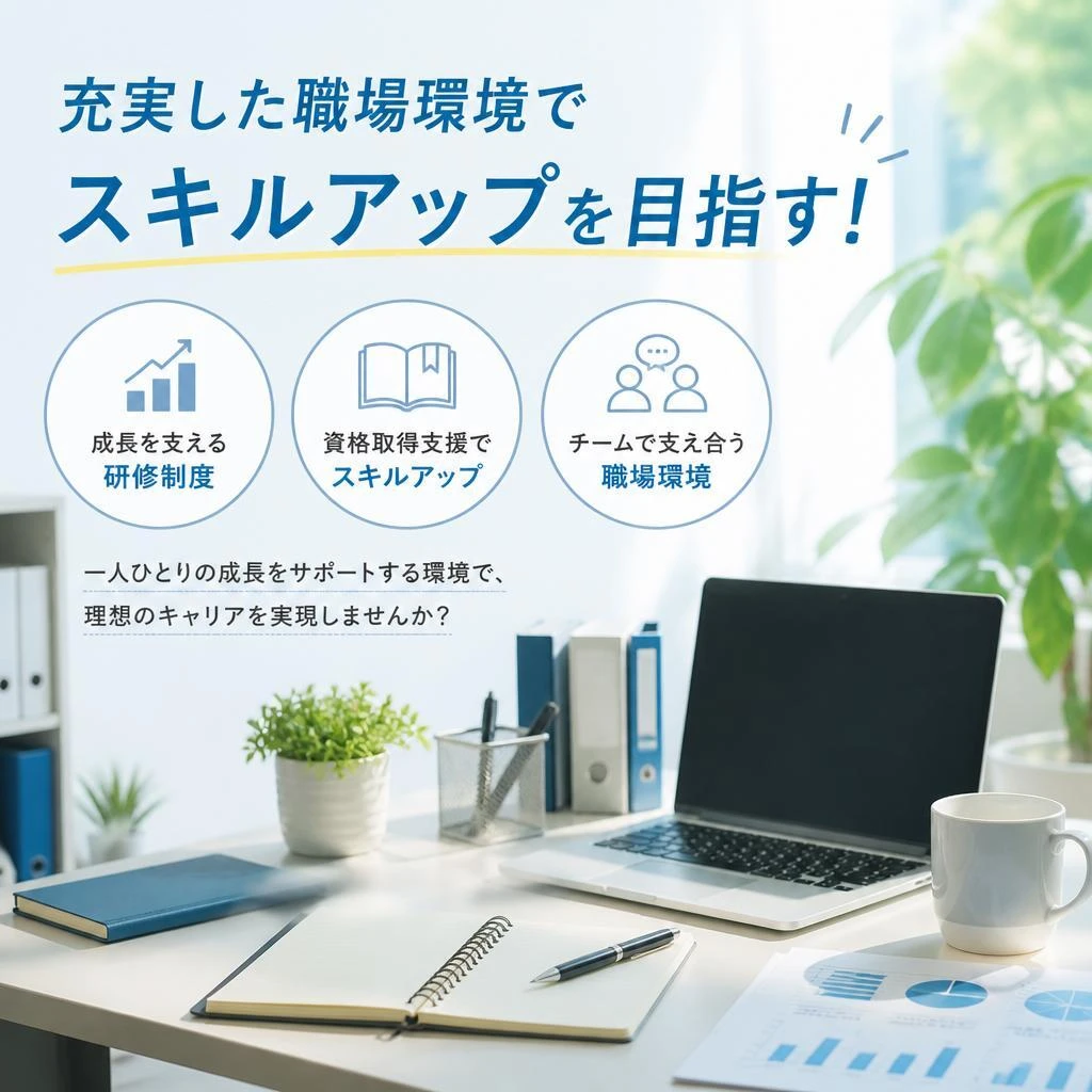 充実した職場環境でスキルアップを目指す！