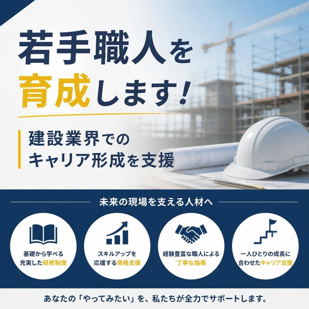 若手職人を育成します！建設業界でのキャリア形成を支援