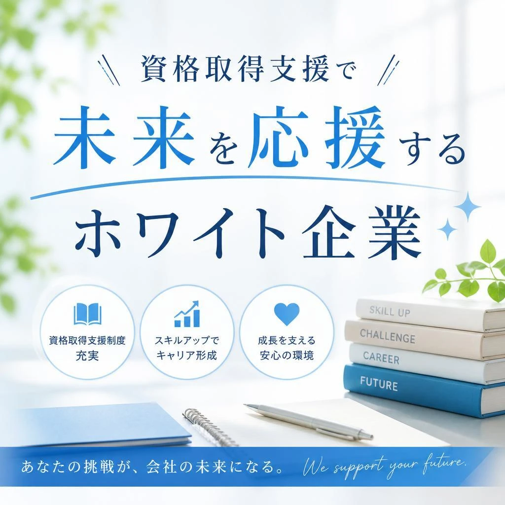 「資格取得支援で未来を応援するホワイト企業」