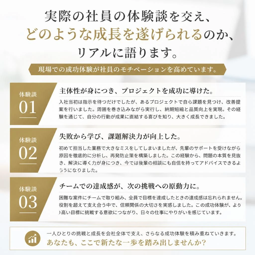 社員の声：成長を実感する日々