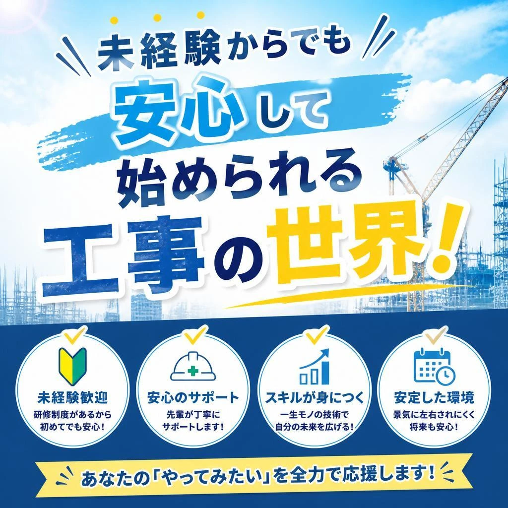 未経験からでも安心して始められる工事の世界！